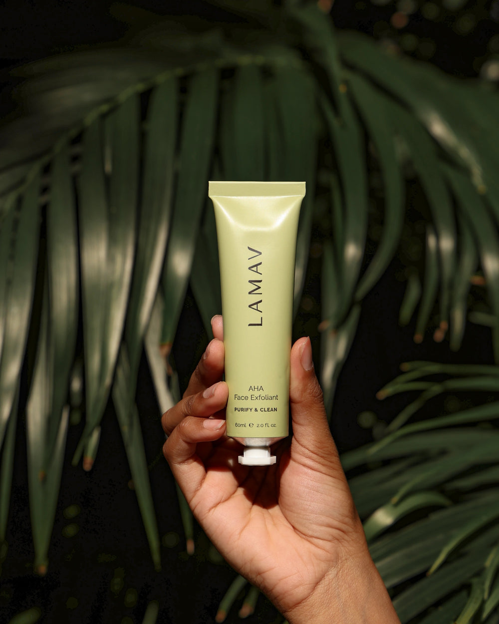 AHA Face Exfoliant by LAMAV — 60ml light green squeeze tube, front view | Gently purifies and clarifies skin