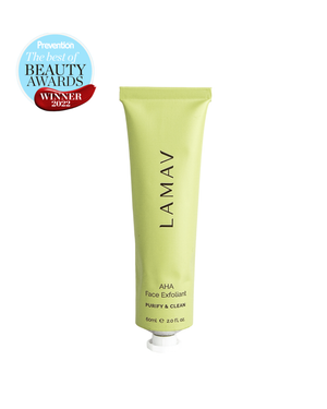 AHA Face Exfoliant by LAMAV — 60ml light green squeeze tube, front view | Gently purifies and clarifies skin