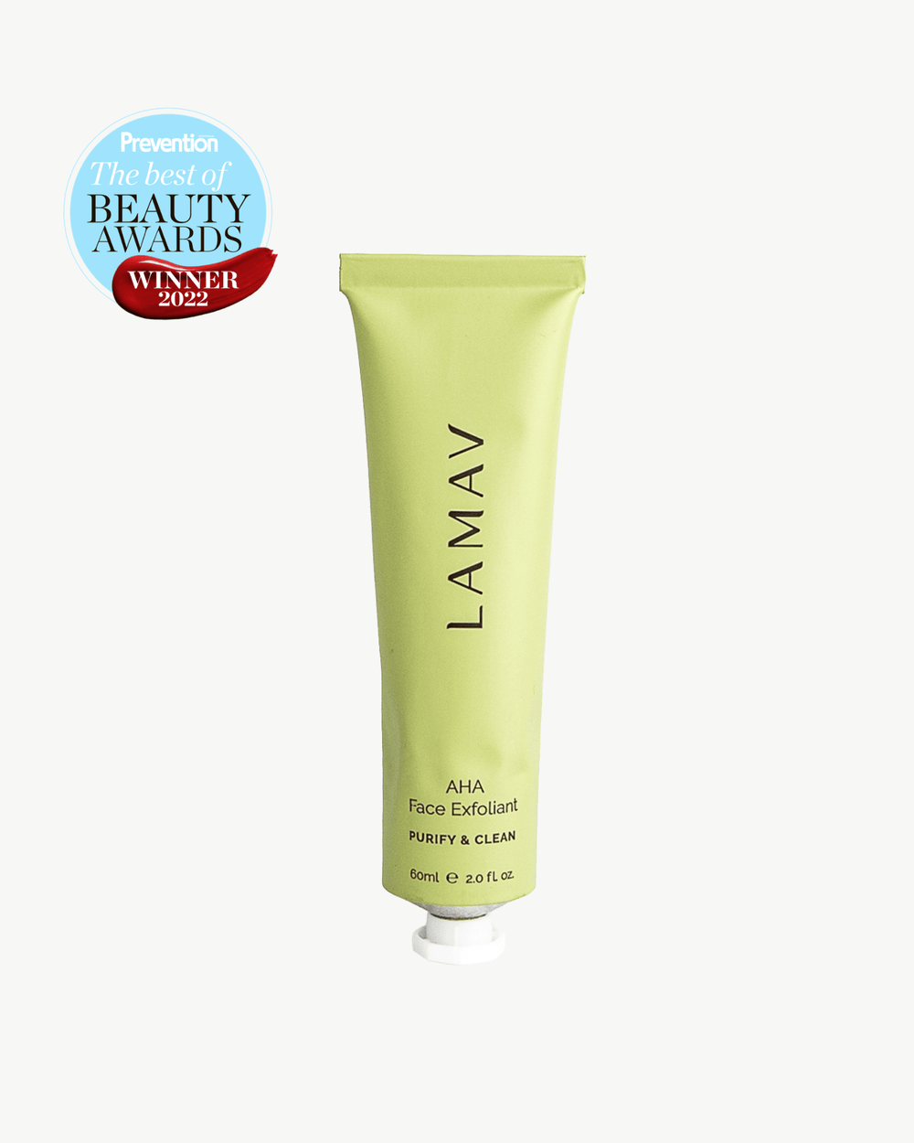 AHA Face Exfoliant by LAMAV — 60ml light green squeeze tube, front view | Gently purifies and clarifies skin