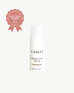 Anti Dark-Circle Eye Gel by LAMAV — 15ml white pump bottle on a plain background | Visibly brightens under eyes