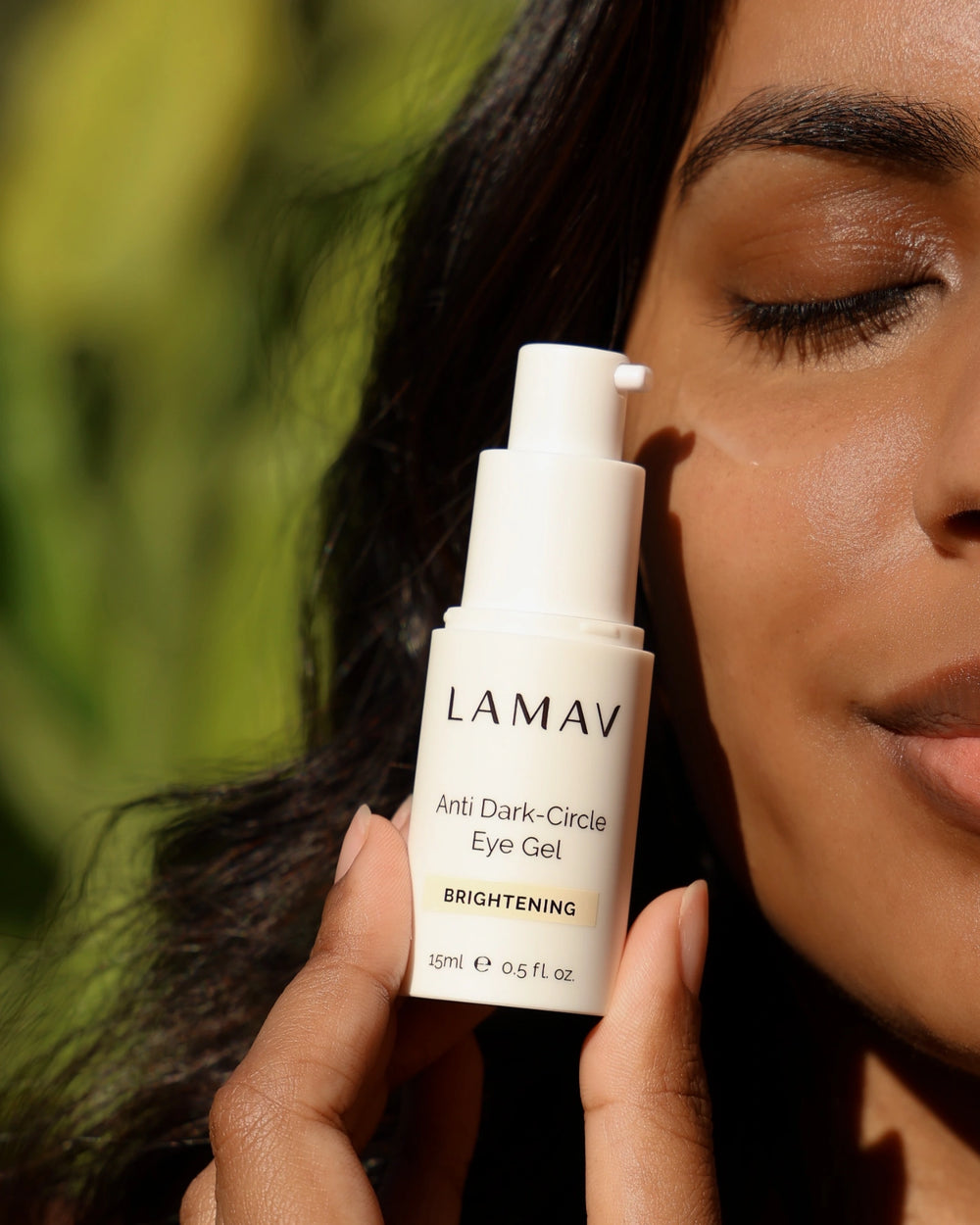 Anti Dark-Circle Eye Gel by LAMAV — 15ml white pump bottle on a plain background | Visibly brightens under eyes