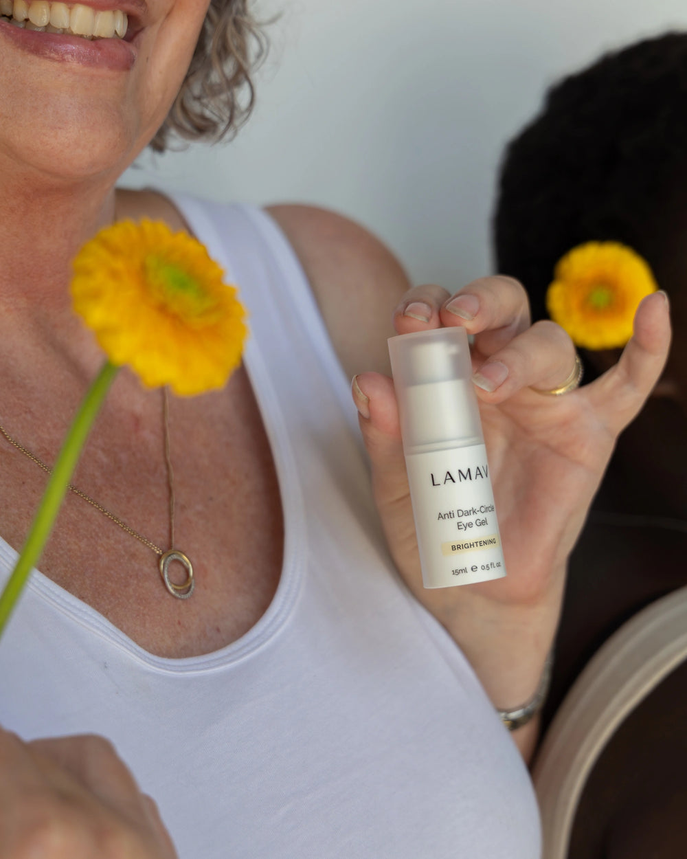 Anti Dark-Circle Eye Gel by LAMAV — 15ml white pump bottle on a plain background | Visibly brightens under eyes