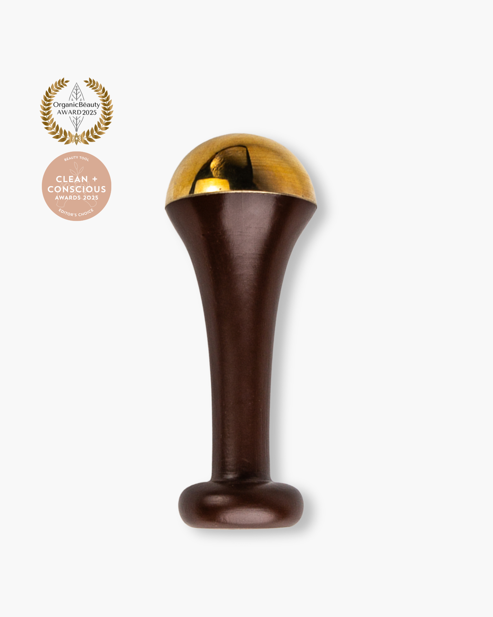 Ayurvedic Kansa Wand by LAMAV — massage tool next to two beauty awards | Award-winning facial rejuvenation