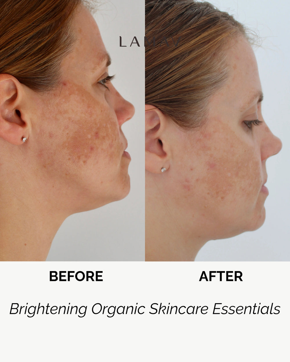 Brightening Organic Skincare Essentials by LAMAV — three brightening skincare products side by side, front view | luminous glow routine