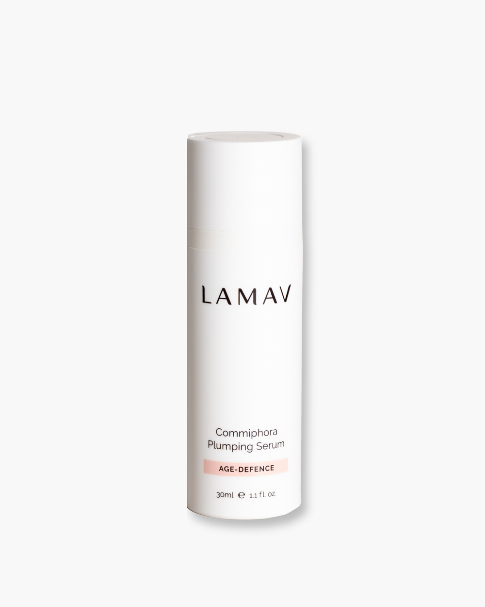 Commiphora Plumping Serum by LAMAV — white bottle with an organic beauty| plumps and firms skin