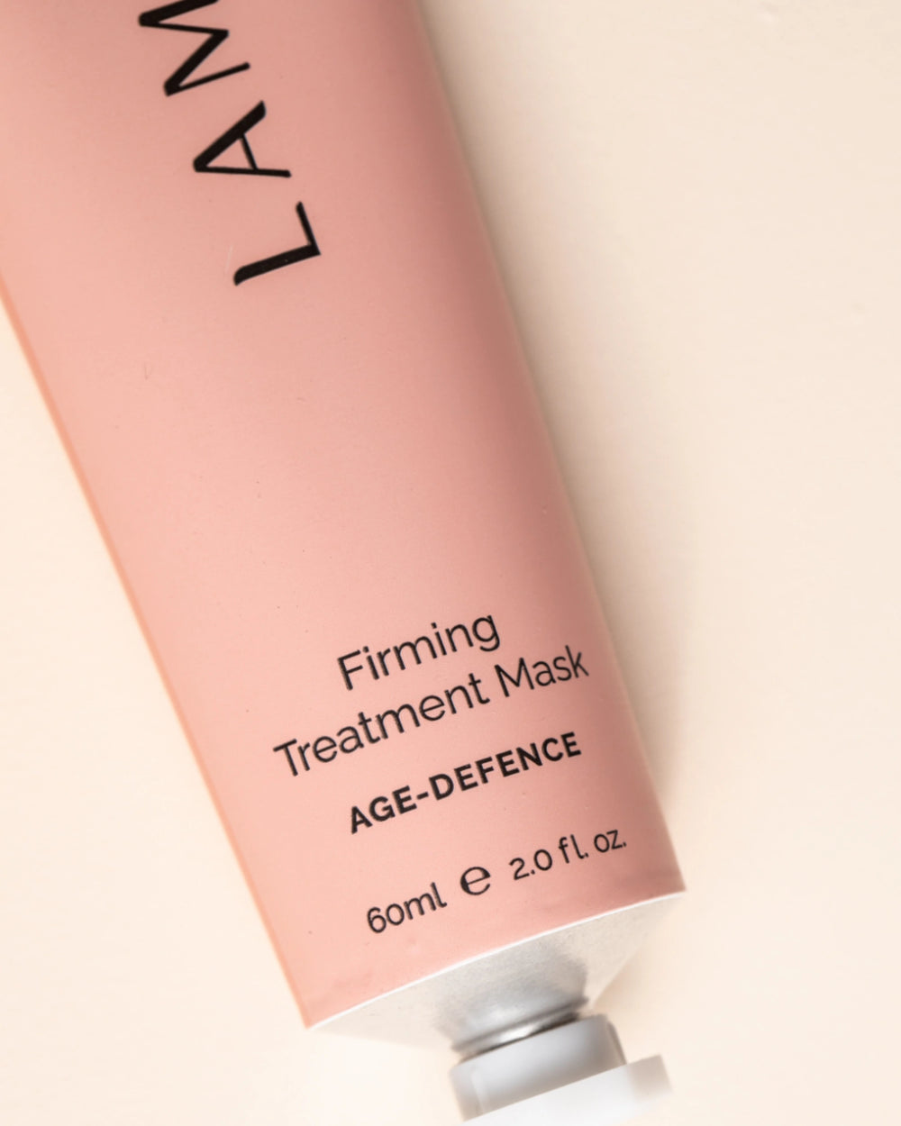 Firming Treatment Mask by LAMAV — pink tube with an organic beauty award badge | organic age defence formulation