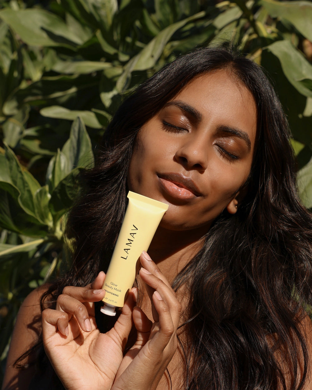 Glow Beauty Mask by LAMAV — yellow tube with four organic beauty award badges | award-winning organic brightening