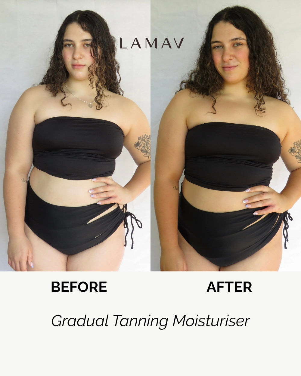 Gradual Tanning Moisturiser Light by LAMAV — 200ml black tube beside multiple beauty awards | builds a natural honey tan