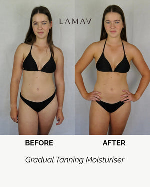 Gradual Tanning Moisturiser by LAMAV — Before and after results | Builds a natural glowing tan