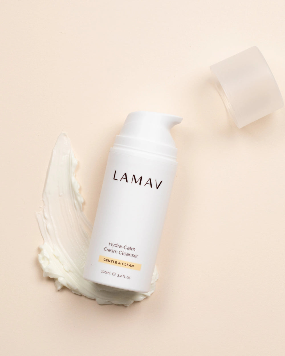 Hydra-Calm Cream Cleanser Duo by LAMAV — two 100ml white pump bottles side by side, front view | gentle organic cleansing