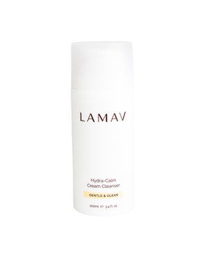 LAMAV Hydra-Calm organic cream cleanser, 100ml white pump bottle