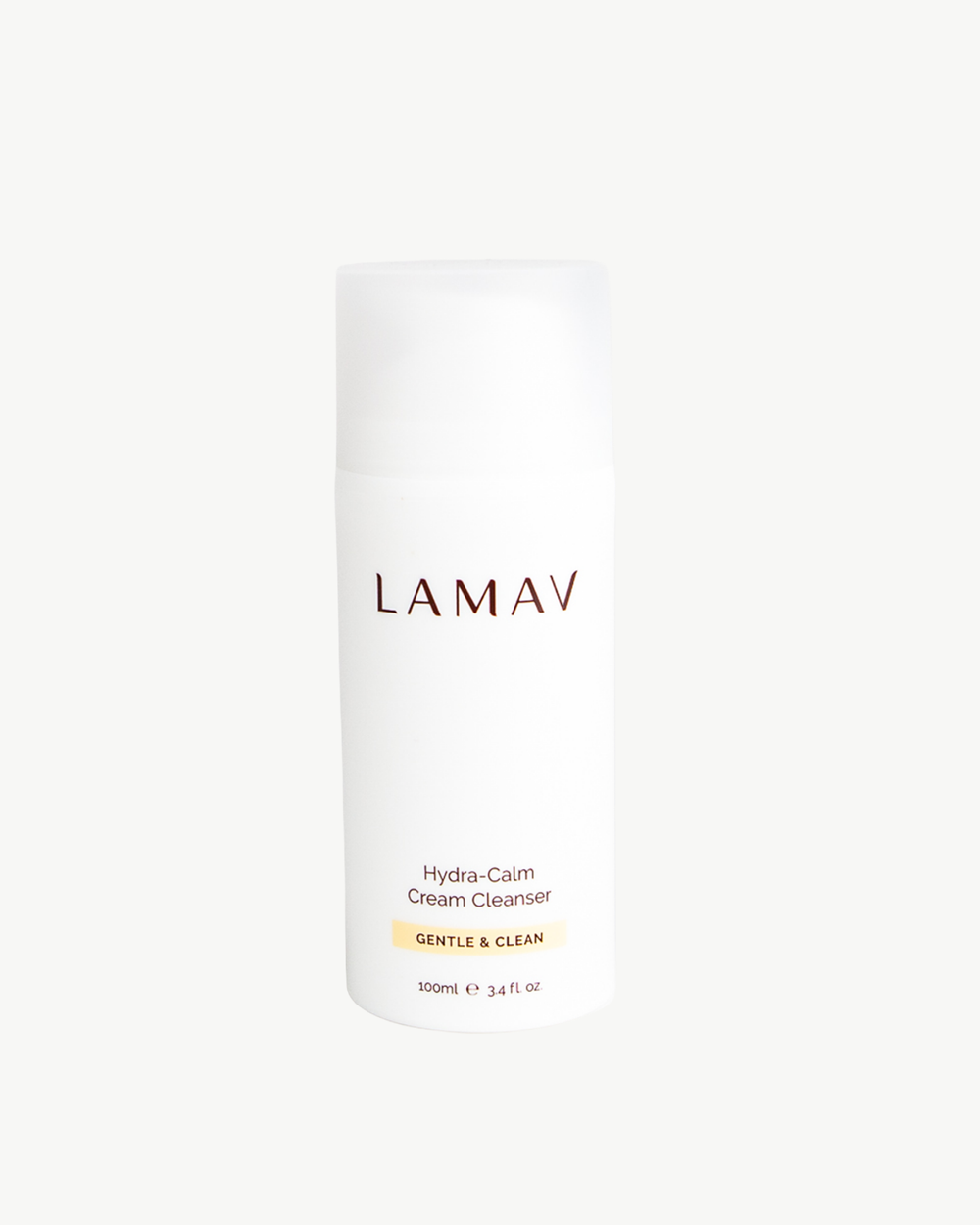 Hydra-Calm Cream Cleanser by LAMAV — 100ml white pump bottles, front view | gentle organic cleansing