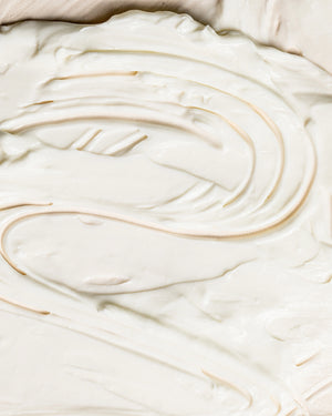 Hydra-Calm Cream Cleanser by LAMAV — Macro texture of thick white cream | Rich hydration for sensitive skin