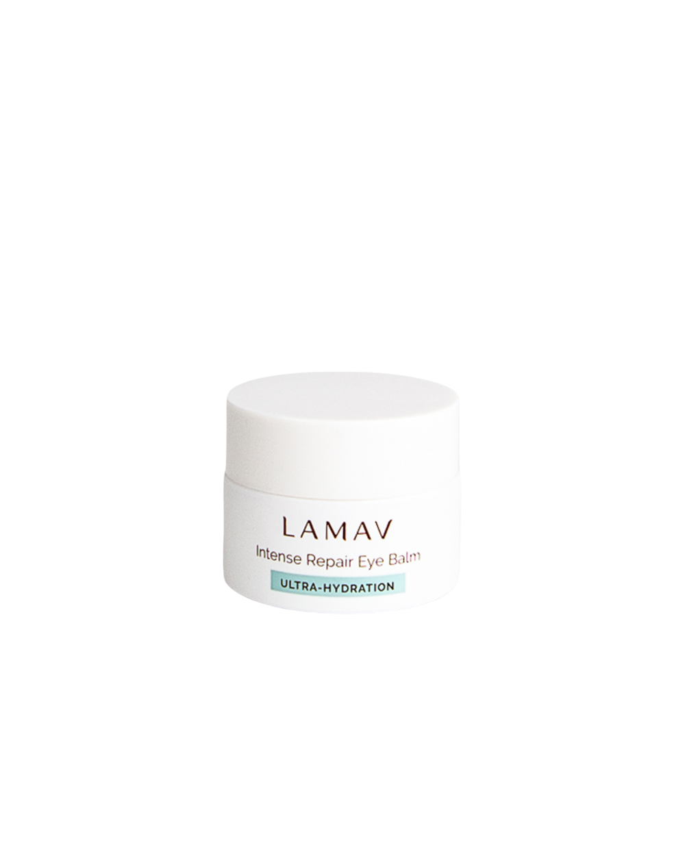Intense Repair Eye Balm by LAMAV — small white jar with cap, front view | ultra-hydration for delicate under-eye skin