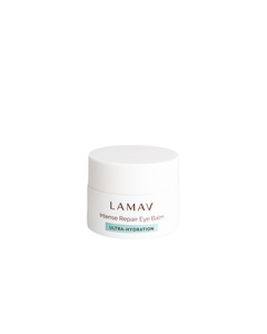 Intense Repair Eye Balm by LAMAV — small white jar with cap, front view | ultra-hydration for delicate under-eye skin