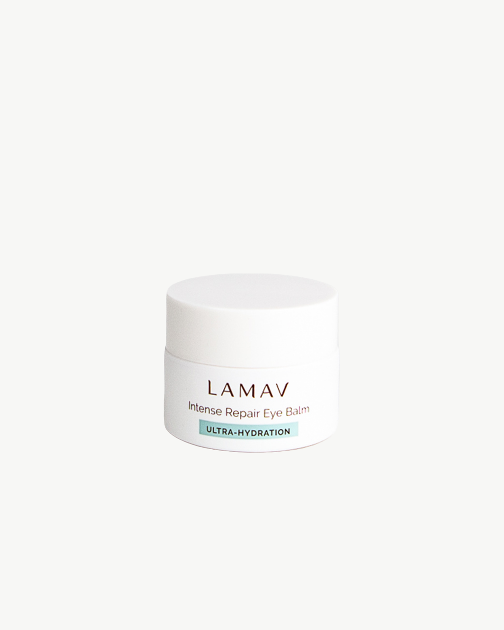 Intense Repair Eye Balm by LAMAV — small white jar with cap, front view | ultra-hydration for delicate under-eye skin
