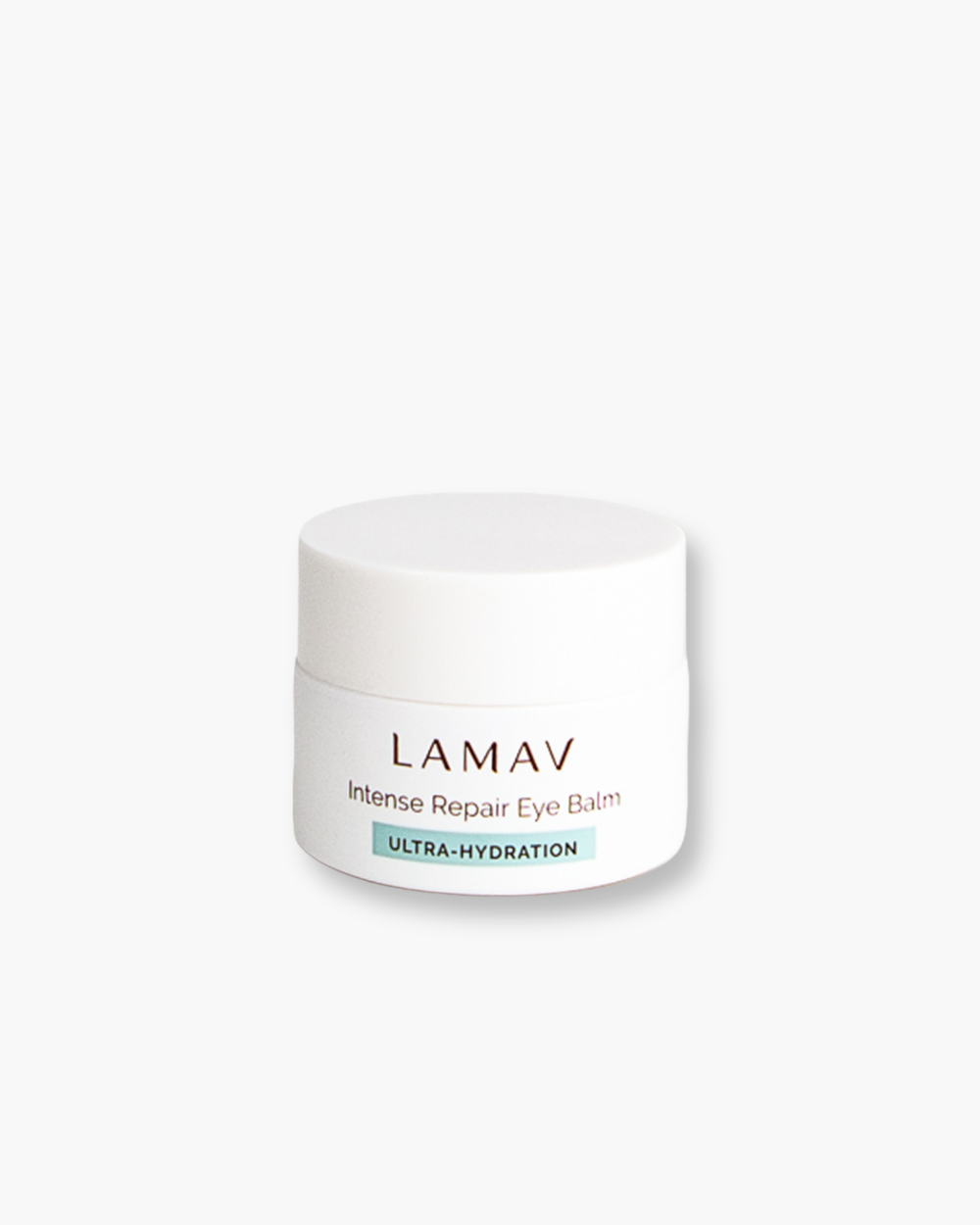 Intense Repair Eye Balm by LAMAV — small white jar with cap, front view | ultra-hydration for delicate under-eye skin