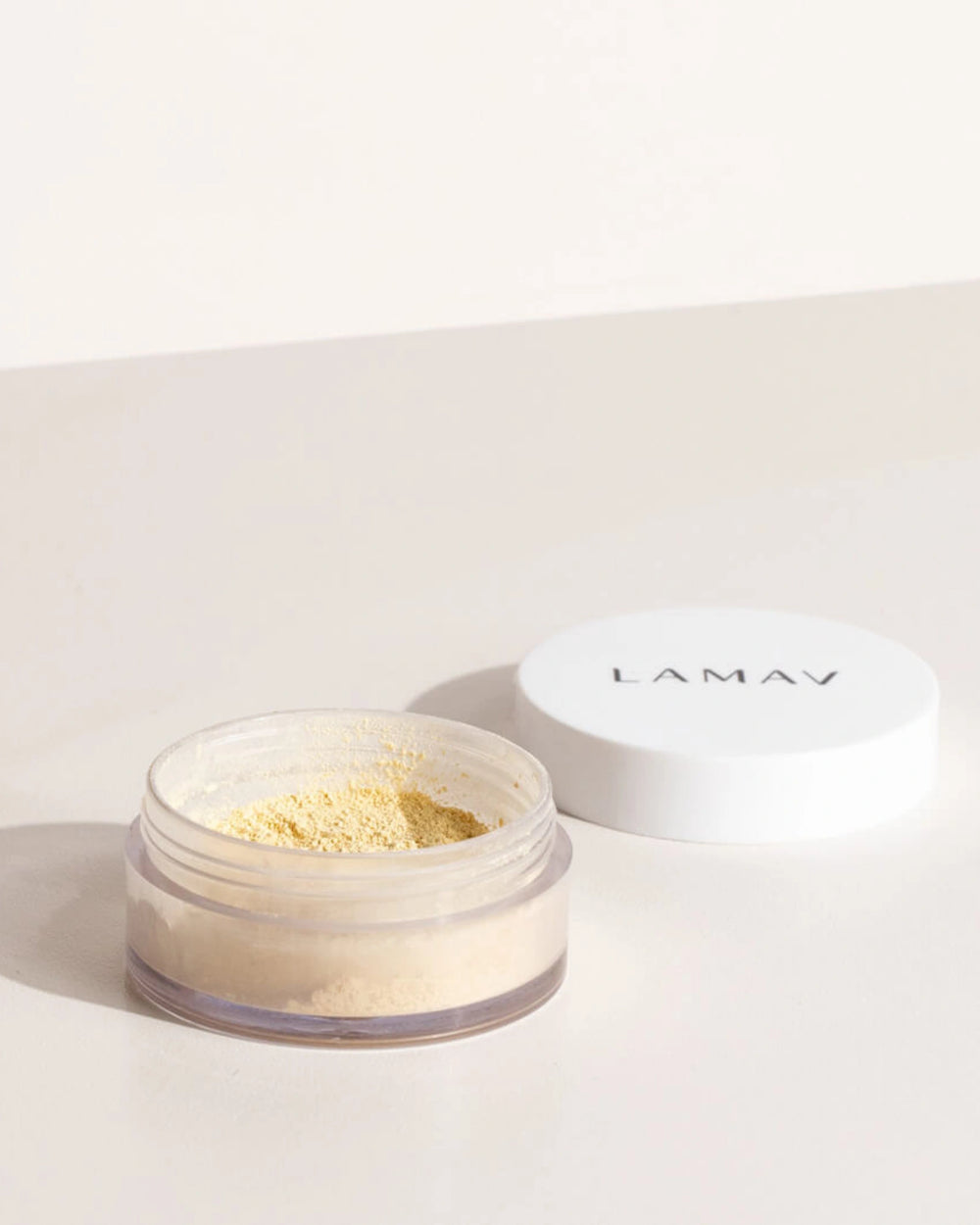 Mattifying Powder by LAMAV — top view of closed jar | controls shine & sets makeup