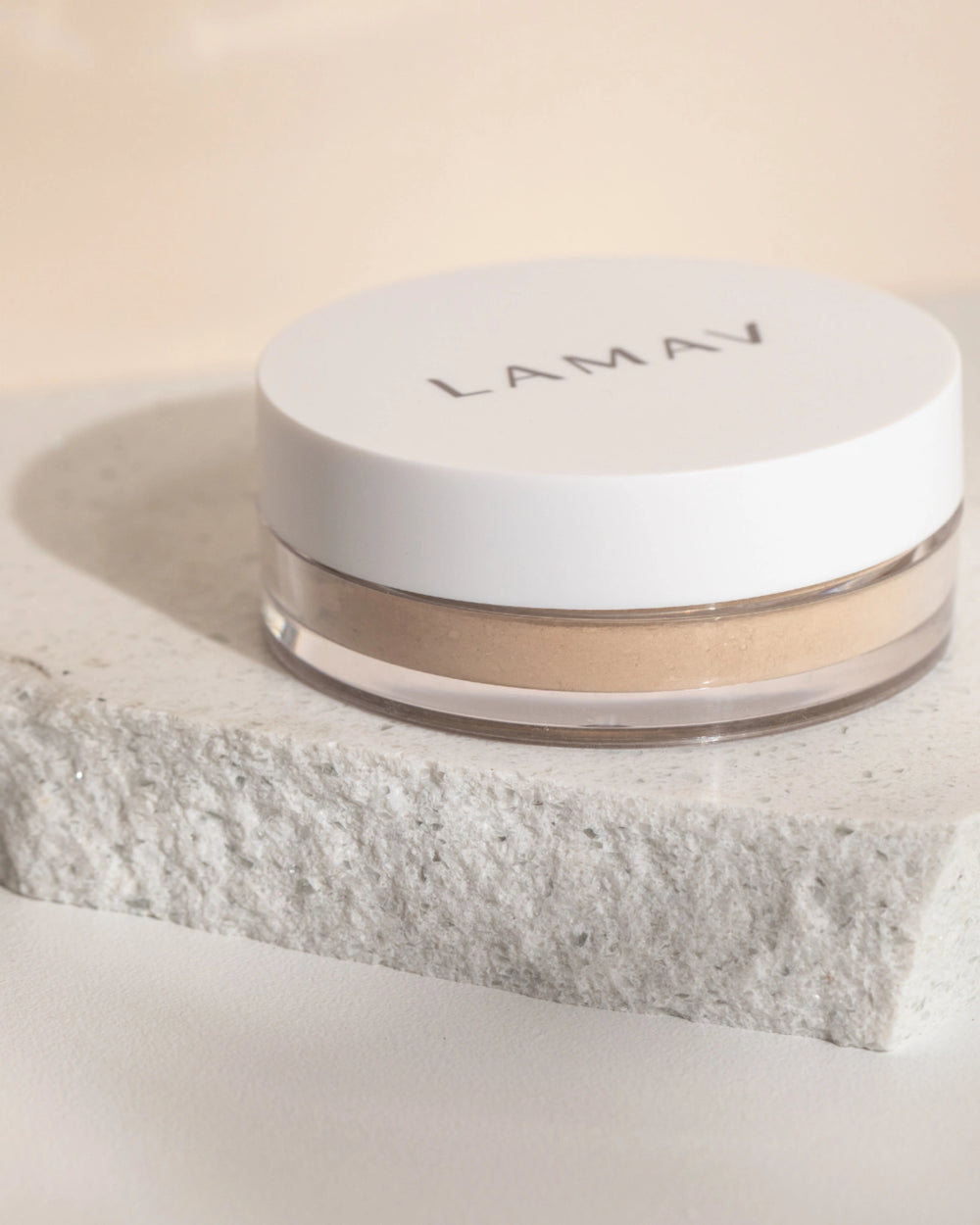 Mattifying Powder by LAMAV — top view of closed jar | controls shine & sets makeup