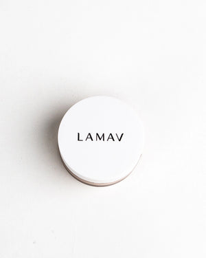 Mattifying Powder by LAMAV — top view of closed jar | controls shine & sets makeup