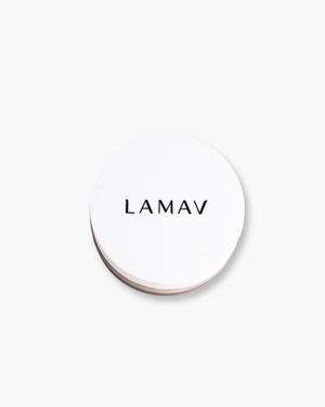 Mattifying Powder by LAMAV — top view of closed jar | controls shine & sets makeup