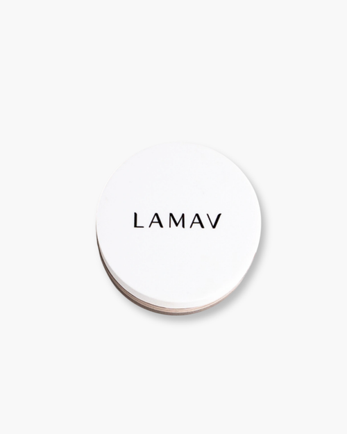 Mattifying Powder by LAMAV — top view of closed jar | controls shine & sets makeup
