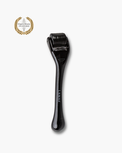 Micro Dermal Roller by LAMAV — black microneedling tool beside an Organic Beauty Award 2025 badge | skin rejuvenation