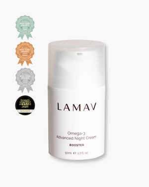 Omega-3 Advanced Night Cream by LAMAV — 50ml white pump bottle | award-winning organic night cream