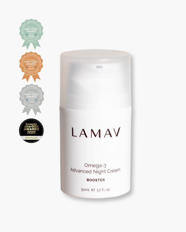 Omega-3 Advanced Night Cream by LAMAV — 50ml white pump bottle | award-winning organic night cream