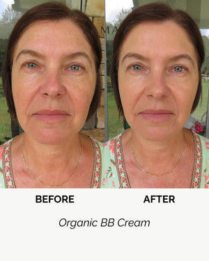 Organic BB Cream by LAMAV — before and after results on fair skin | evens skin tone