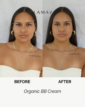 Organic BB Cream by LAMAV — before and after results on medium skin | brightens complexion