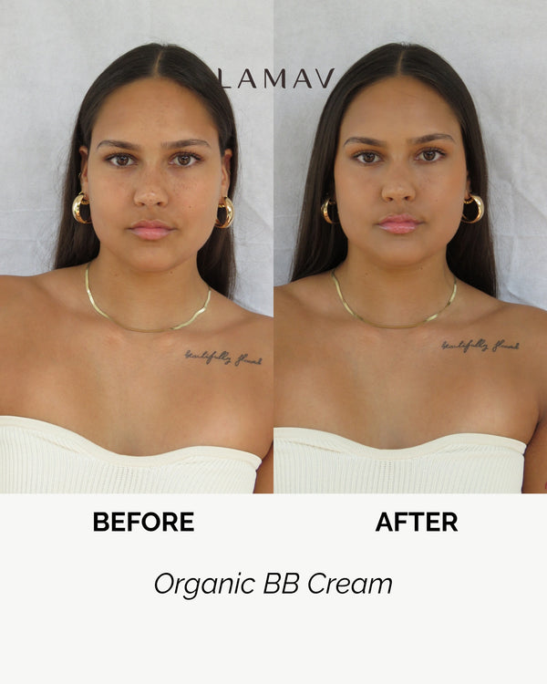 Organic BB Cream by LAMAV — before and after results on medium skin | brightens complexion