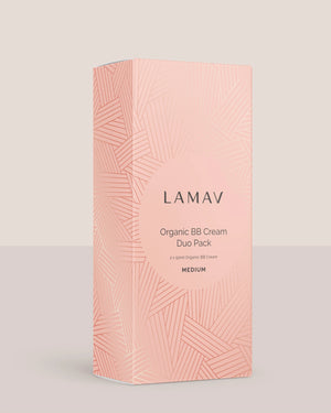 Organic BB Cream Duo Pack by LAMAV — medium shade duo pack pink box | Eco-friendly beauty packaging