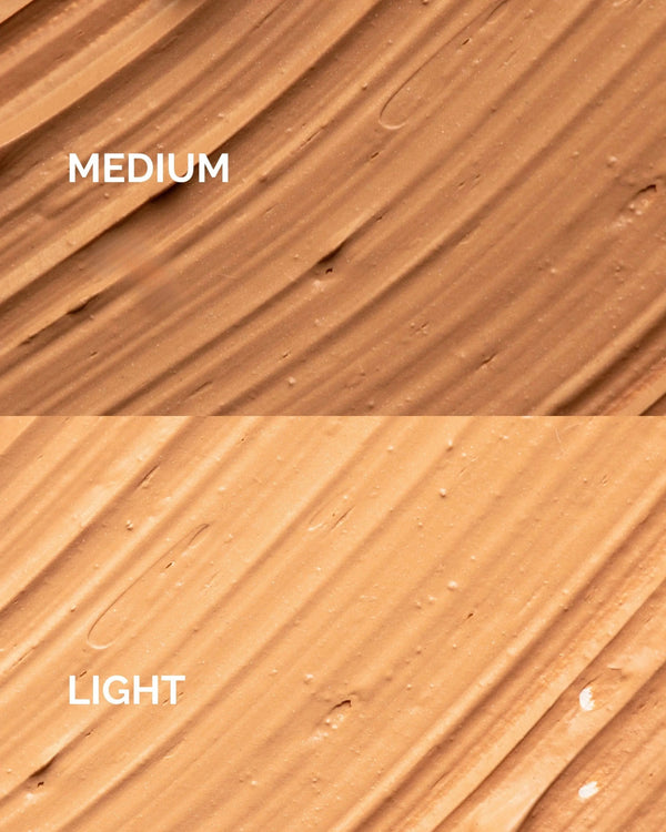 Organic BB Cream by LAMAV — macro shot of Light and Medium shade textures | organic skincare makeup