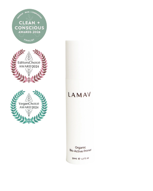 Bio-Active Primer by LAMAV — bottle with award winner badges | award-winning clean beauty