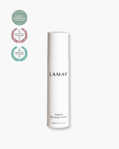 Bio-Active Primer by LAMAV — bottle with award winner badges | award-winning clean beauty