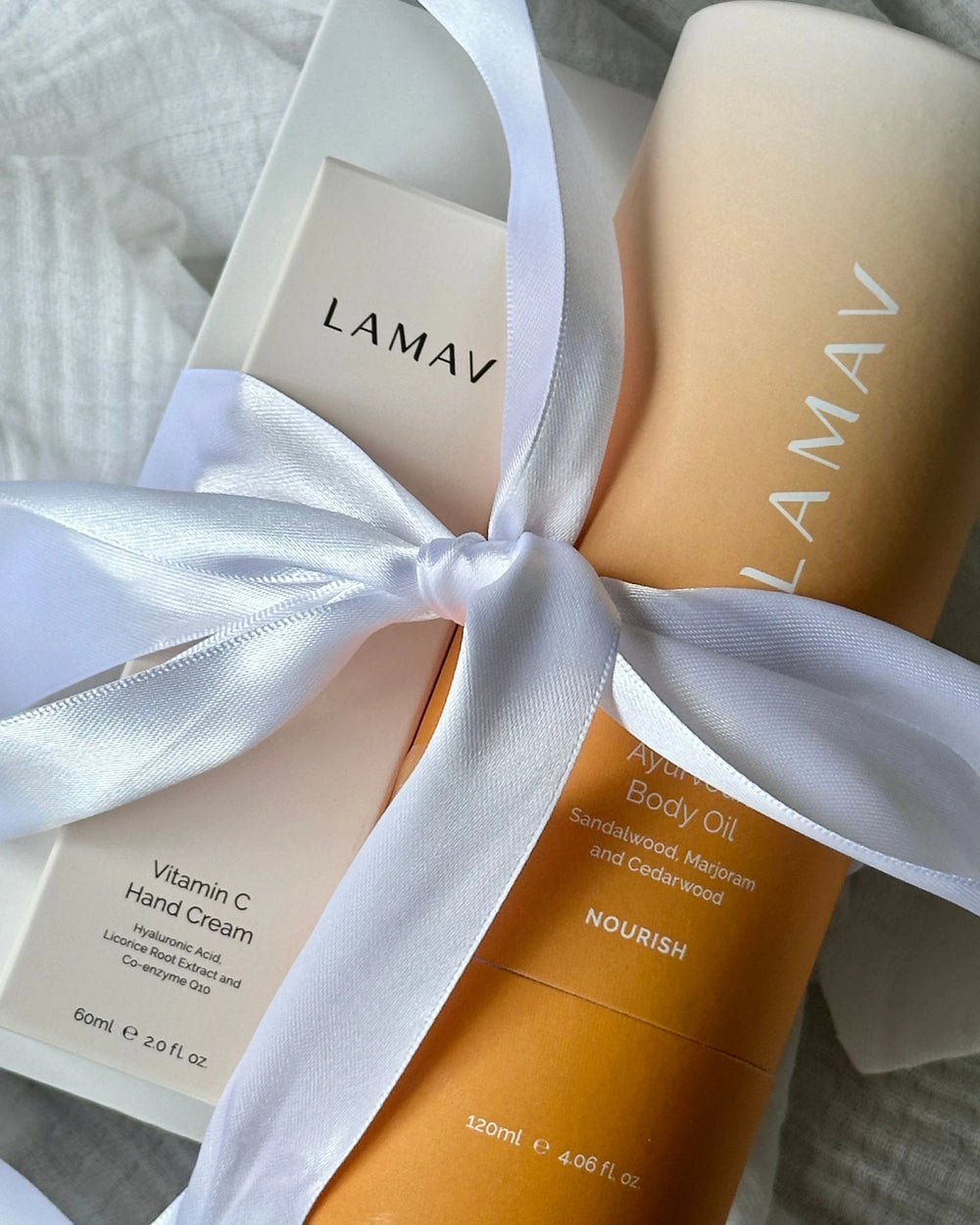 Pregnancy Pamper Pack by LAMAV — body oil, hand cream, and rose quartz tools | complete pregnancy skincare