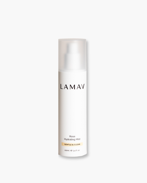 Rose Hydrating Mist by LAMAV — front view of the white bottle | gentle organic skin balance