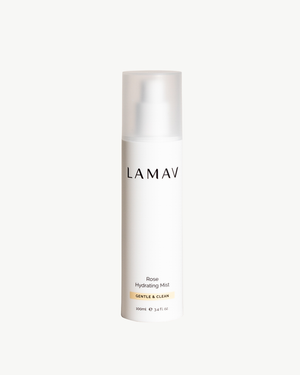 Rose Hydrating Mist by LAMAV — front view of the white bottle | gentle organic skin balance