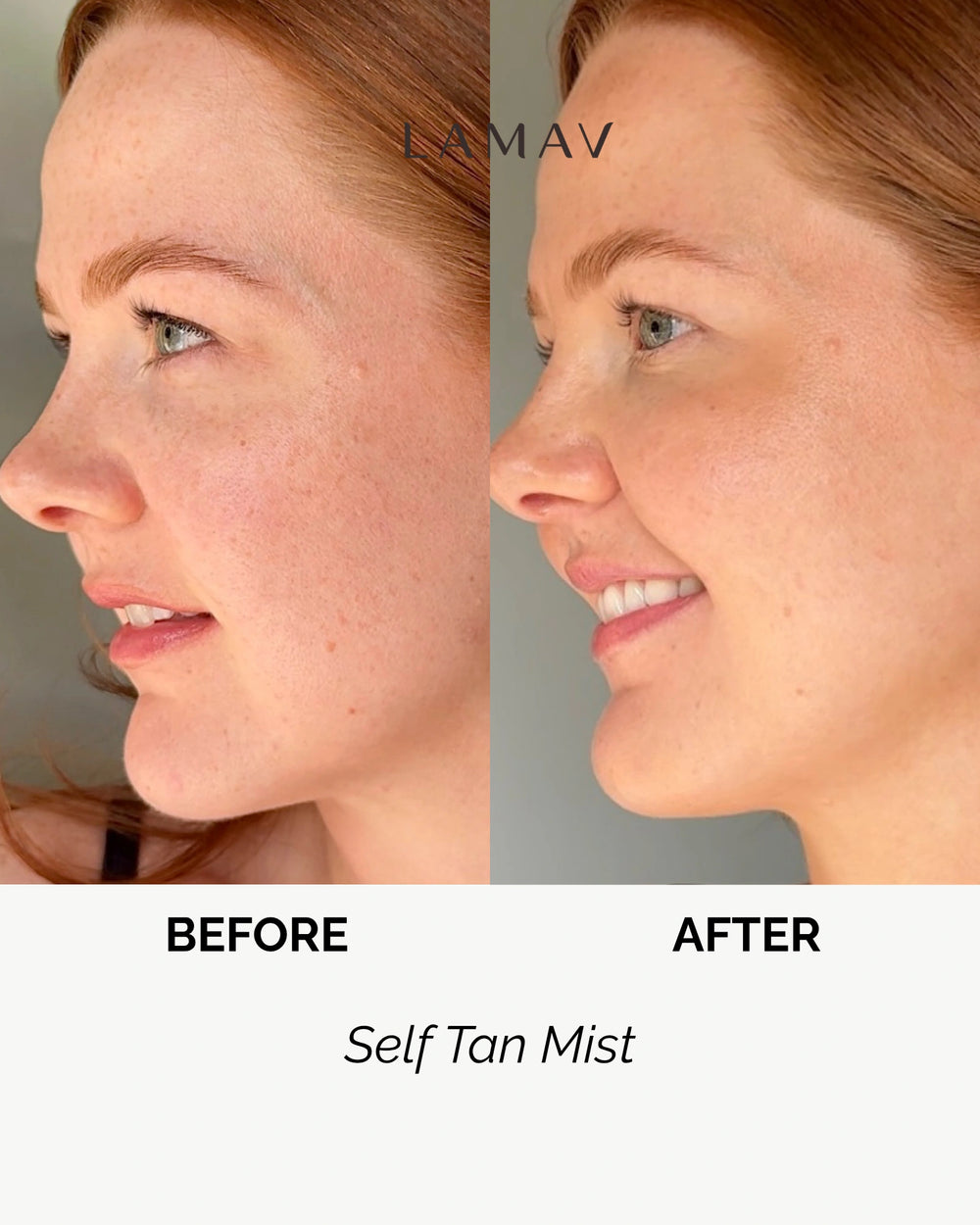 Self Tan Mist by LAMAV — front view of the black spray bottle | weightless streak free tan