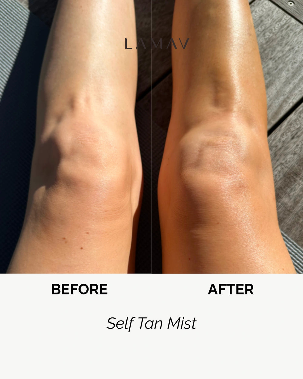 Self Tan Mist by LAMAV — front view of the black spray bottle | weightless streak free tan