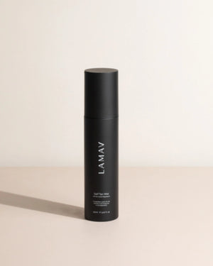 Self Tan Mist by LAMAV — black spray bottle standing upright | quick dry organic tan