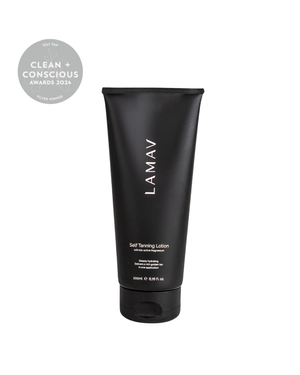Self Tanning Lotion Medium by LAMAV — tube with 2024 award badge | clean and conscious tanning