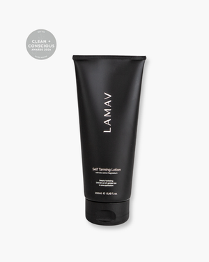 Self Tanning Lotion Medium by LAMAV — tube with 2024 award badge | clean and conscious tanning