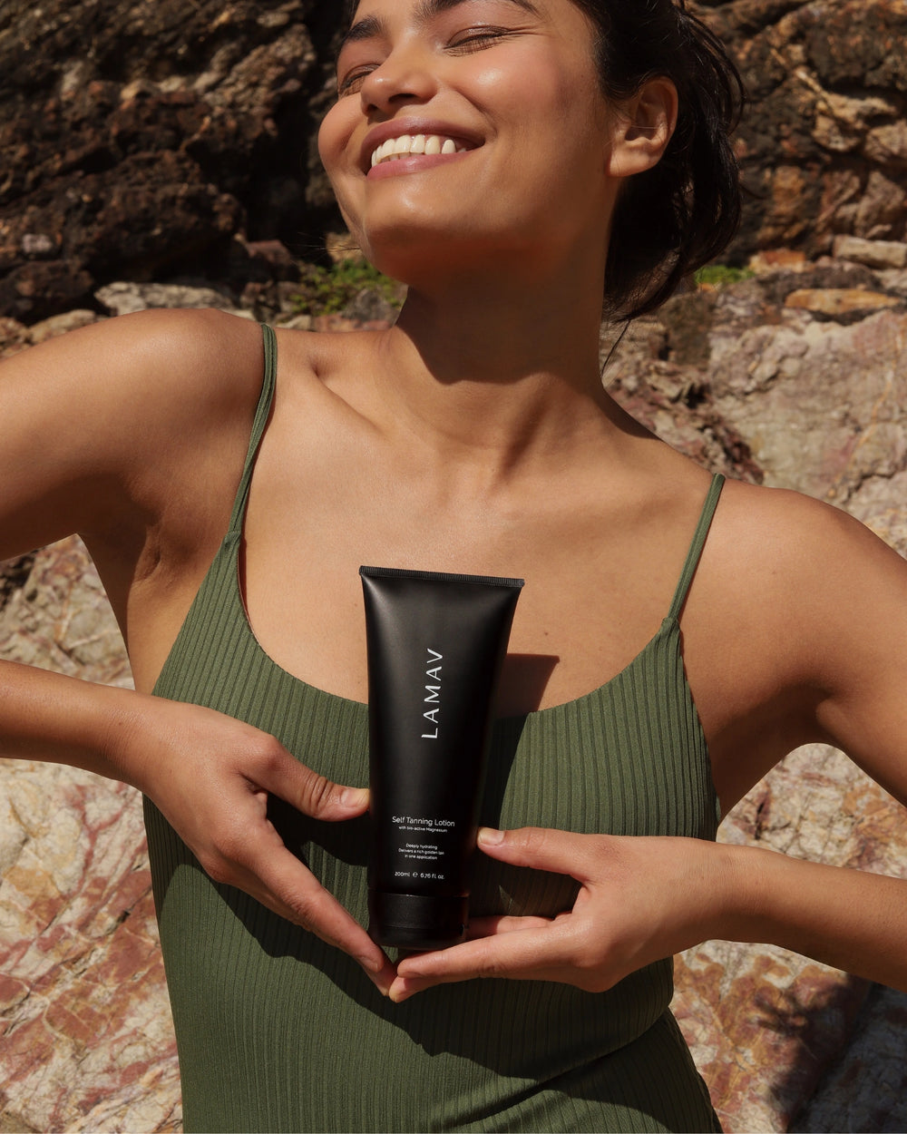Self Tanning Lotion Medium by LAMAV — tube with 2024 award badge | clean and conscious tanning