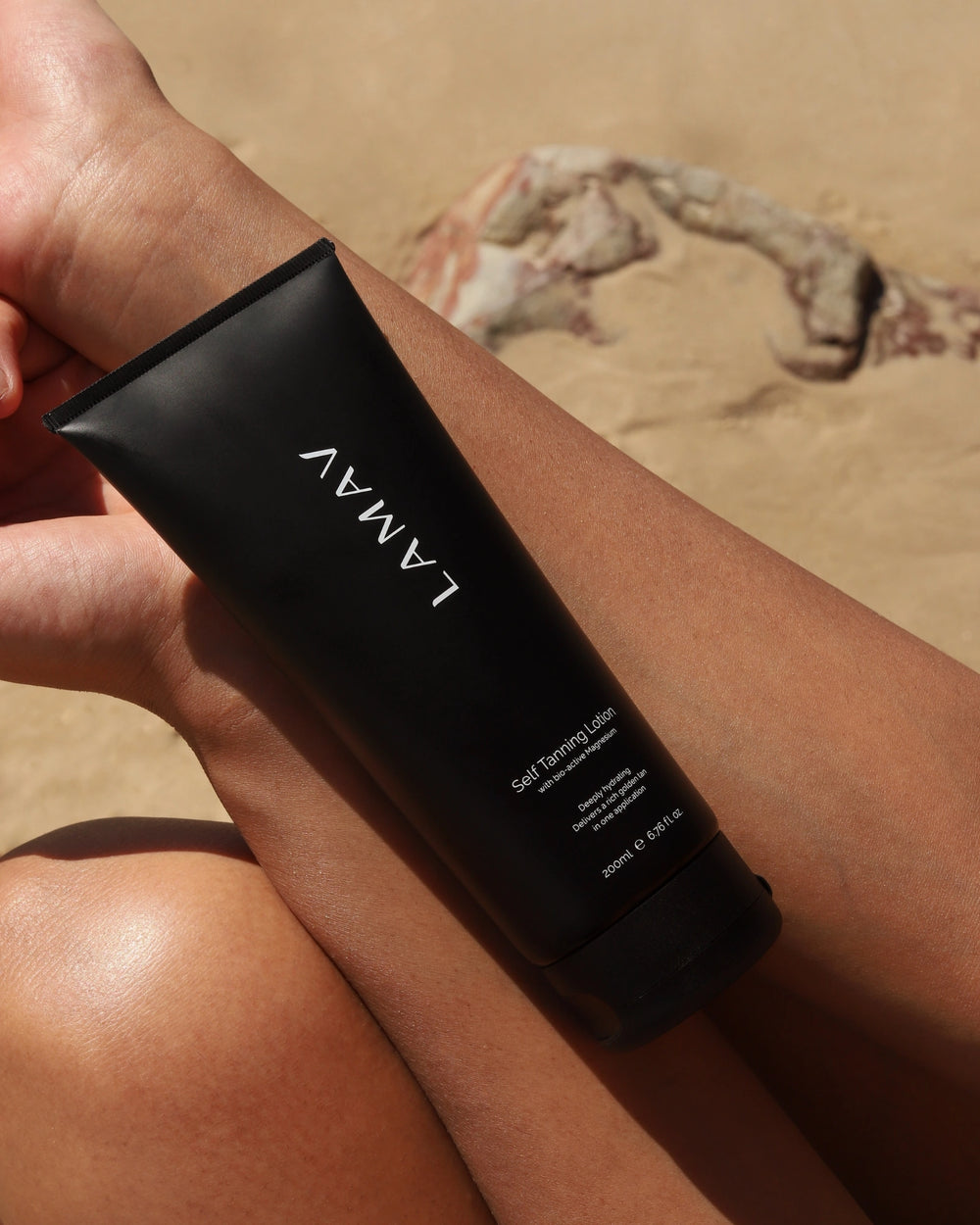 Self Tanning Lotion Medium by LAMAV — tube with 2024 award badge | clean and conscious tanning