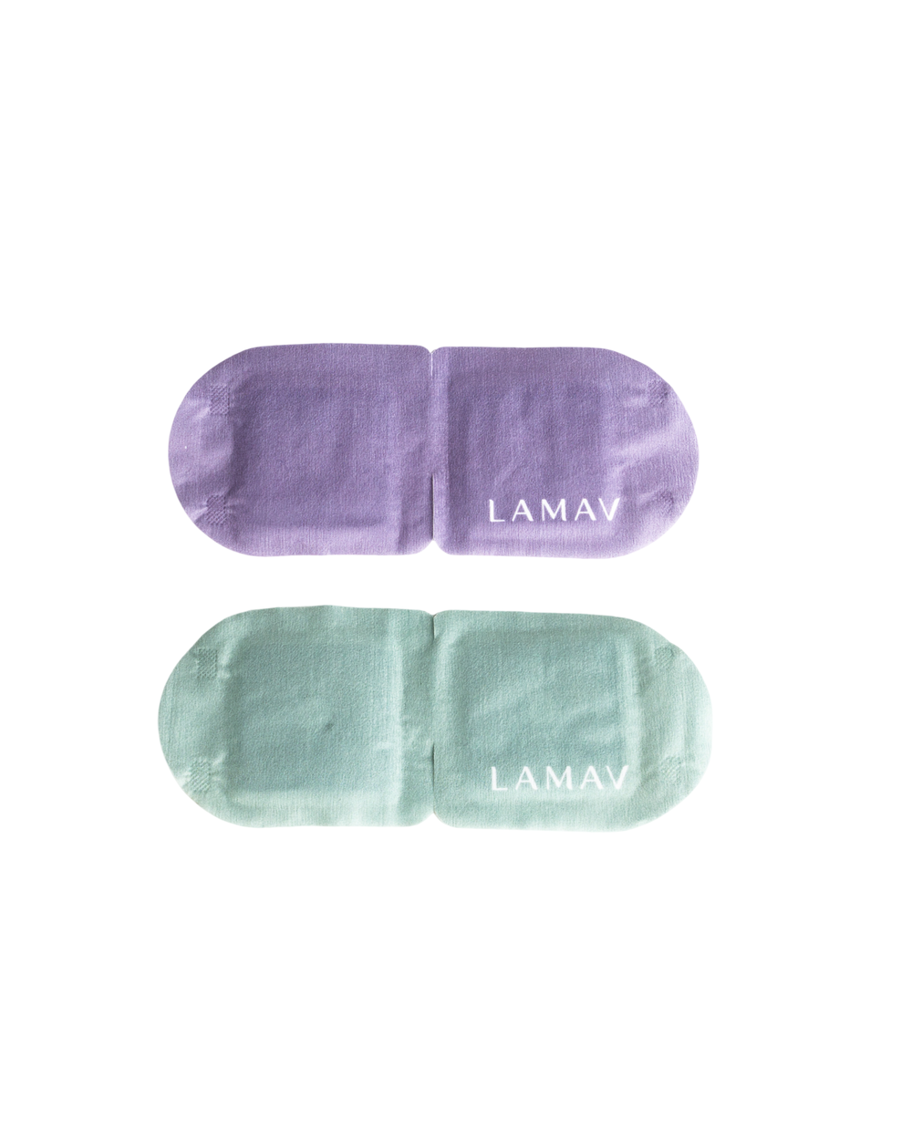 Self-Warming Eye Mask by LAMAV — purple and green masks on white background | calming eye relief