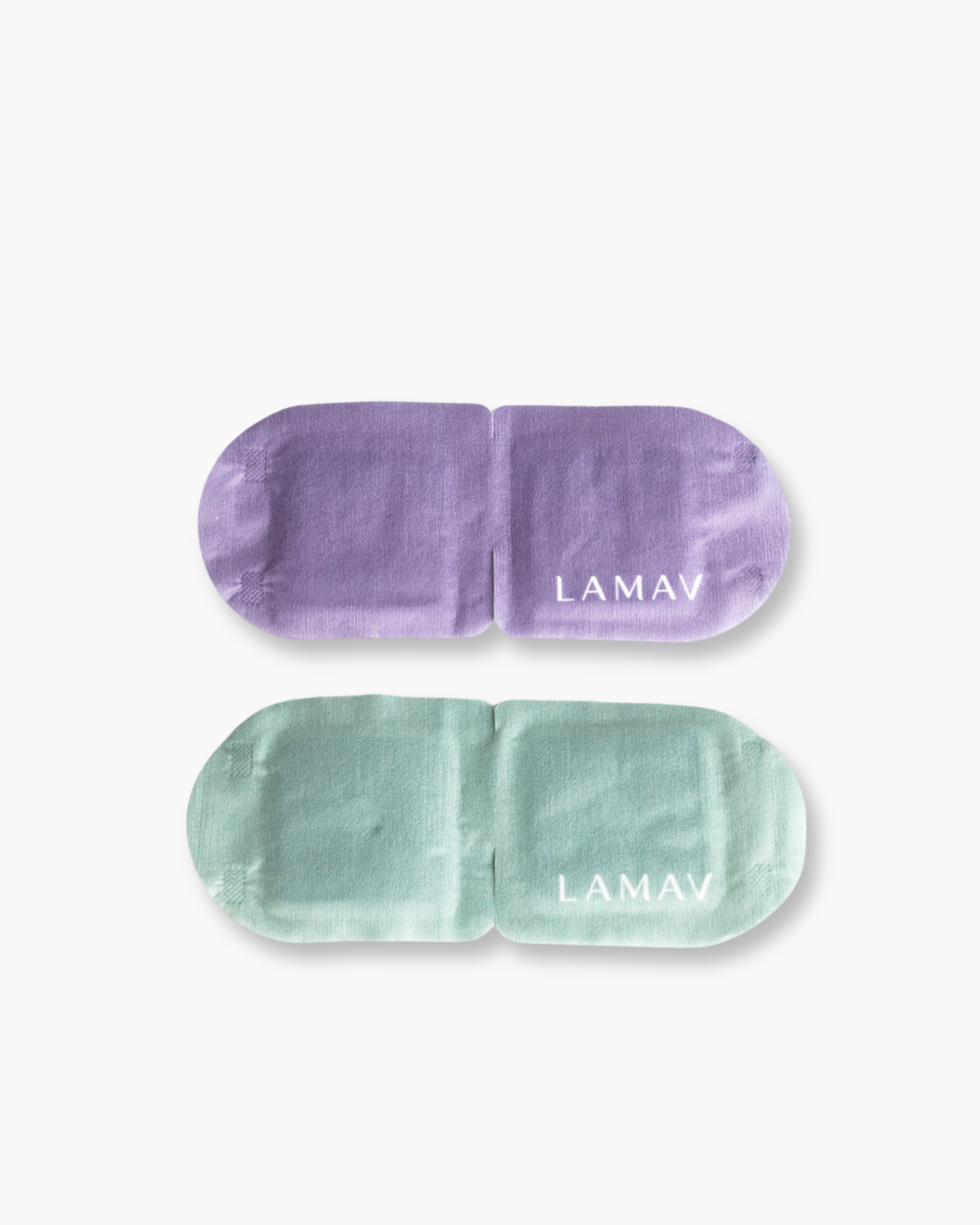 Self-Warming Eye Mask by LAMAV — purple and green masks on white background | calming eye relief