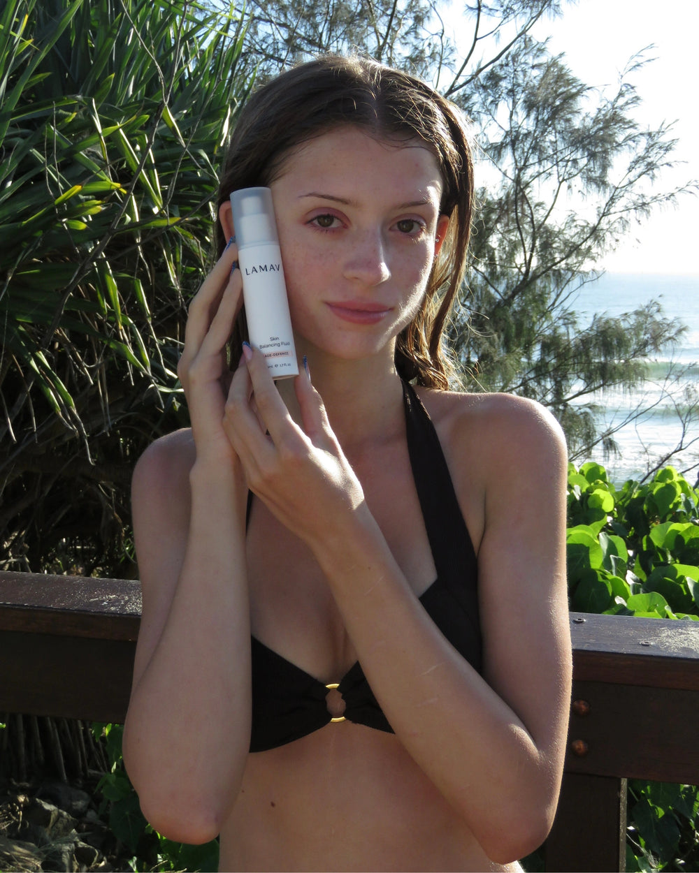 Skin Balancing Fluid by LAMAV — 50ml bottle front studio view | controls shine and refines pores