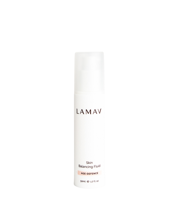 Skin Balancing Fluid by LAMAV — 50ml bottle front studio view | controls shine and refines pores